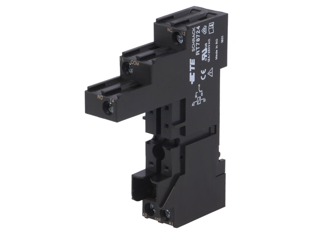 Socket; PIN: 5; 12A; 250VAC; H: 61mm; W: 15,5mm; op DIN-rail; -25÷70°C Socket; PIN: 5; 12A; 250VAC; H: 61mm; W: 15,5mm; op DIN-rail; -25÷70°C